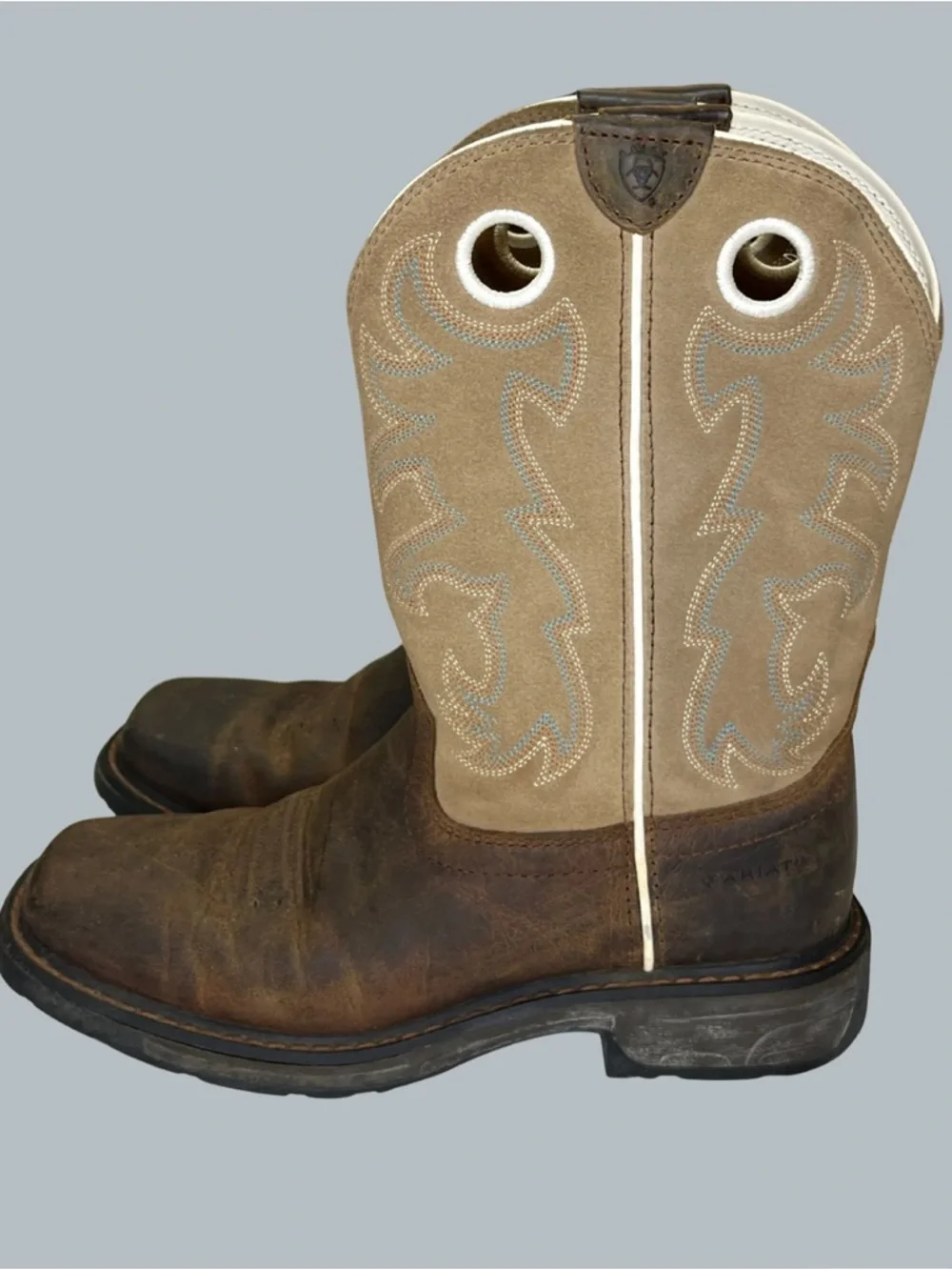 Ariat WorkHog Youth 5.5 Brown Leather Wide Square Toe Cowboy Western Boots